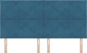 vidaXL LED κεφαλάρι Σκούρο Μπλε 180 cm Τεχνητό Δέρμα