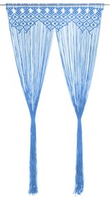 vidaXL Κουρτίνα Μακραμέ Μπλε 140 x 240 εκ. Βαμβακερή