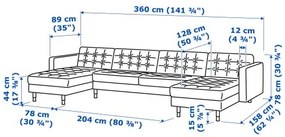 LANDSKRONA καναπές 5 θέσεων με σεζλόνγκ 692.699.82