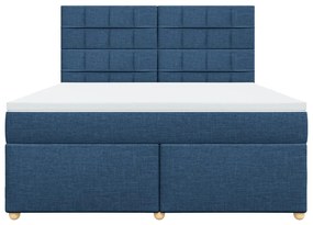 vidaXL Κρεβάτι Boxspring με Στρώμα Μπλε 180x200 εκ. Υφασμάτινο