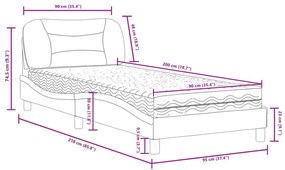 Κρεβάτι με Στρώμα Μαύρο 90x200 εκ. Υφασμάτινο - Μαύρο