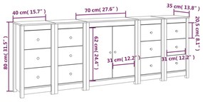 Ντουλάπι Καφέ Μελί 230 x 35 x 80 εκ. από Μασίφ Ξύλο Πεύκου - Καφέ