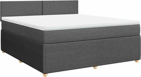 vidaXL Κρεβάτι Boxspring με Στρώμα Σκούρο Γκρι 180x200 εκ Υφασμάτιν