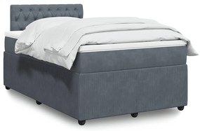 vidaXL Κρεβάτι Boxspring με Στρώμα Σκούρο Γκρι 120x200 εκ. Βελούδινο