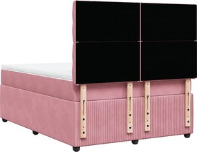 vidaXL Κρεβάτι Boxspring με Στρώμα Ροζ 160x200 εκ. Βελούδινο