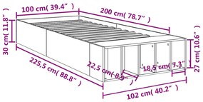 Πλαίσιο Κρεβατιού Καπνιστή Δρυς 100x200 εκ. Επεξεργασμένο Ξύλο - Καφέ