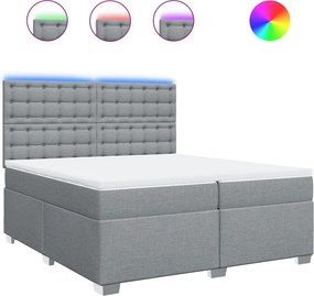 vidaXL Κρεβάτι Boxspring με Στρώμα Ανοιχτό Γκρι 200x200 εκ. Υφασμάτινο