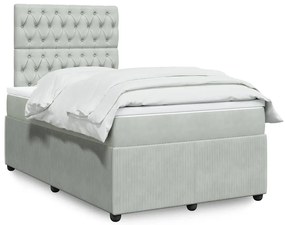 vidaXL Κρεβάτι Boxspring με Στρώμα Ανοιχτό Γκρι 120x190 εκ. Βελούδινο
