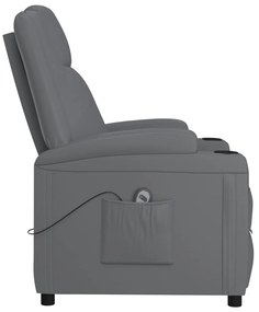 vidaXL Πολυθρόνα Ανακλινόμενη Ανθρακί από Συνθετικό Δέρμα