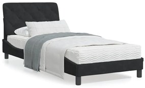 Κρεβάτι με Στρώμα Μαύρο 90x190 εκ. Βελούδινο - Μαύρο