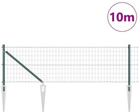 vidaXL Φράχτης με Στήλες. Πράσινο 0.4 x 10 μ Ατσάλι