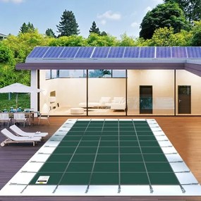 VEVOR Pool Safety Cover 18x42ft, Inground Pool Cover fit for 16x40 ft Pool, Rectangle Inground Safety Pool Cover Green Mesh Solid Pool Safety Cover for Swimming Pool Winter Safety Cover