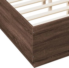 vidaXL Πλαίσιο Κρεβατιού Καφέ Δρυς 135x190 εκ. Επεξεργασμένο Ξύλο