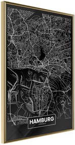 Αφίσα - City Map: Hamburg (Dark) - 20x30 - Χρυσό - Χωρίς πασπαρτού