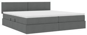 vidaXL Κρεβάτι με αποθηκευτικό χώρο και LED Σκούρο Γκρι 200 x 200 cm