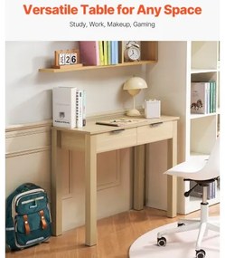 VEVOR Small Desk with Drawer Kids Desk for Bedroom Simple Study Table Light Wood
