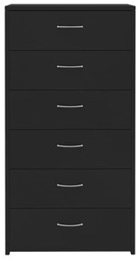 Συρταριέρα με 6 Συρτάρια Μαύρη 50 x 34 x 96 εκ. από Μοριοσανίδα - Μαύρο