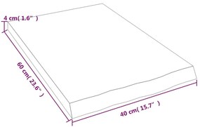 Ράφι Τοίχου Σκούρο Καφέ 40x60x(2-4) εκ. Επεξ. Μασίφ Ξύλο Δρυός - Καφέ