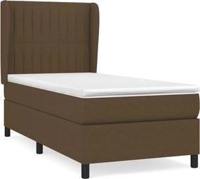 vidaXL Κρεβάτι Boxspring με Στρώμα Σκούρο Καφέ 90x190 εκ. Υφασμάτινο