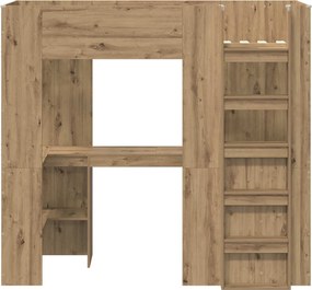 vidaXL Σκελετός κουκέτας με γραφείο με ράφι Artisan Oak 75 x 190 cm