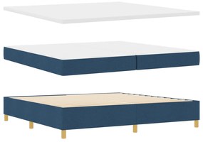 vidaXL κρεβάτι με ελατήριο  με στρώμα - Μπλε, 200x200 εκ., Ύφασμα