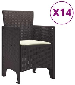 vidaXL Σέτ φαγητού για κήπο 15 pcs Καφέ Rattan Polt