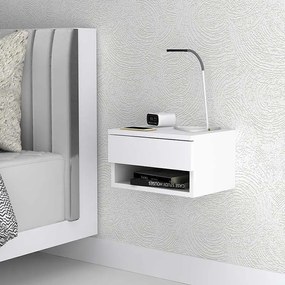 Κομοδίνο επιτοίχιο Mary Megapap χρώμα λευκό 40x30x23εκ.