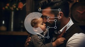 Intra Συλλεκτικό Ξύλινο Παζλ Plywood 4mm - Πατέρας και γιος αγκαλιάζονται με τα ρολόγια Σε Ξύλινο Κουτί - Διαστάσεις Puzzle: 10x10 cm – 25 κομμάτια