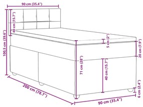 Κρεβάτι Boxspring με Στρώμα Μαύρο 90x200 εκ. Υφασμάτινο - Μαύρο