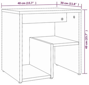 Κομοδίνο Γκρι Sonoma 40 x 30 x 40 εκ. από Επεξεργασμένο Ξύλο - Γκρι