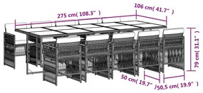 vidaXL Σετ Τραπεζαρίας Κήπου 11 τεμ. Μπεζ Συνθετικό Ρατάν με Μαξιλάρια