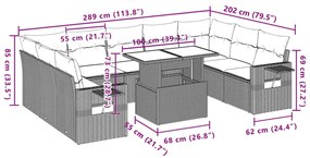 Σαλόνι Κήπου 10 Τεμαχίων Αν. Γκρι Συνθετικό Ρατάν με Μαξιλάρια - Γκρι