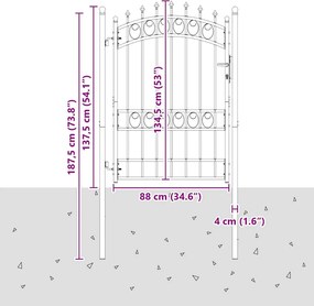 vidaXL Πύλη Φράχτη με Ακίδες EMMEN 170 x 100 εκ.