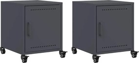 vidaXL Κομοδίνα 2 τεμ. Ανθρακί 36x39x43,5 εκ. από Χάλυβα