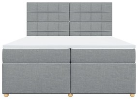 Κρεβάτι Boxspring με Στρώμα Ανοιχτό Γκρι 200x200 εκ. Υφασμάτινο - Γκρι