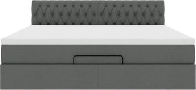 vidaXL Οθωμανικό κρεβάτι με στρώμα σκούρο γκρι 160x200cm ύφασμα