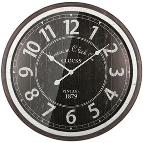 Ρολόι Τοίχου 15-00-94276 Φ68x6,5cm Black Marhome Ξύλο,Γυαλί