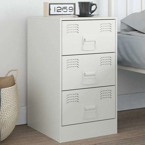 vidaXL Κομοδίνο Λευκό 34,5x39x62 εκ. από Χάλυβα