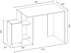 Γραφείο με ραφιέρα Kely pakoworld χρώμα λευκό-φυσικό 113x55x74εκ