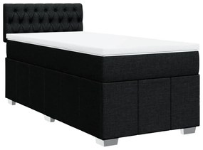 vidaXL Κρεβάτι Boxspring με Στρώμα Μαύρο 80 x 200 εκ. Υφασμάτινο