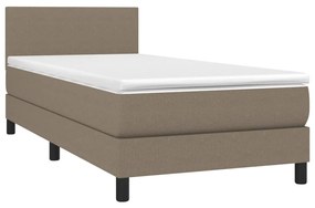 vidaXL Κρεβάτι Boxspring με Στρώμα Taupe 80x200 εκ. Υφασμάτινο