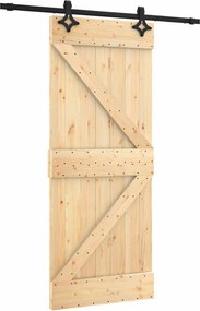 vidaXL Συρόμενη Πόρτα Φυσικό και Μαύρο 85 x 210 cm