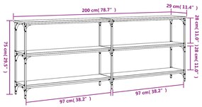 Τραπέζι Κονσόλα Γκρι Sonoma 200x29x75 εκ. Επεξεργασμένο Ξύλο - Γκρι