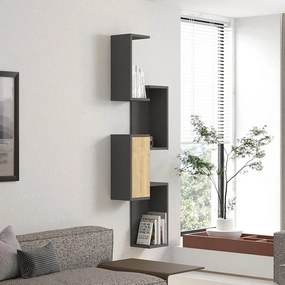 Ραφιέρα τοίχου Kongo oak - ανθρακί 44x20x159 εκ. 44x20x159 εκ.