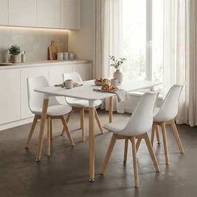 Τραπέζι Natali pakoworld MDF λευκό-πόδια σε φυσική απόχρωση 120x80x76εκ