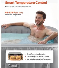 VEVOR Inflatable Hot Tub 4 to 6 Person 1850 x 660mm Square Portable Outdoor Spa