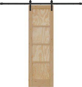 vidaXL Συρόμενη Πόρτα Φυσικό και Μαύρο 61 x 198,5 εκ.