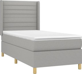 vidaXL Κρεβάτι Boxspring με Στρώμα &amp; LED Αν.Γκρι 80x200 εκ. Υφασμάτινο