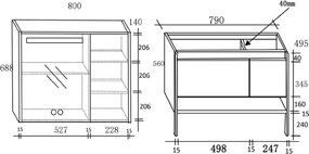Martin Eriete 100 Ruby Anthracite Plywood - Πάγκος με Νιπτήρα &amp; Καθρέπτη Led