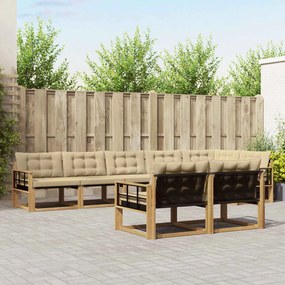 vidaXL Σειρά Καναπέ Εξωτερικού με μαξιλάρι 8 pcs Λευκό και Μπεζ